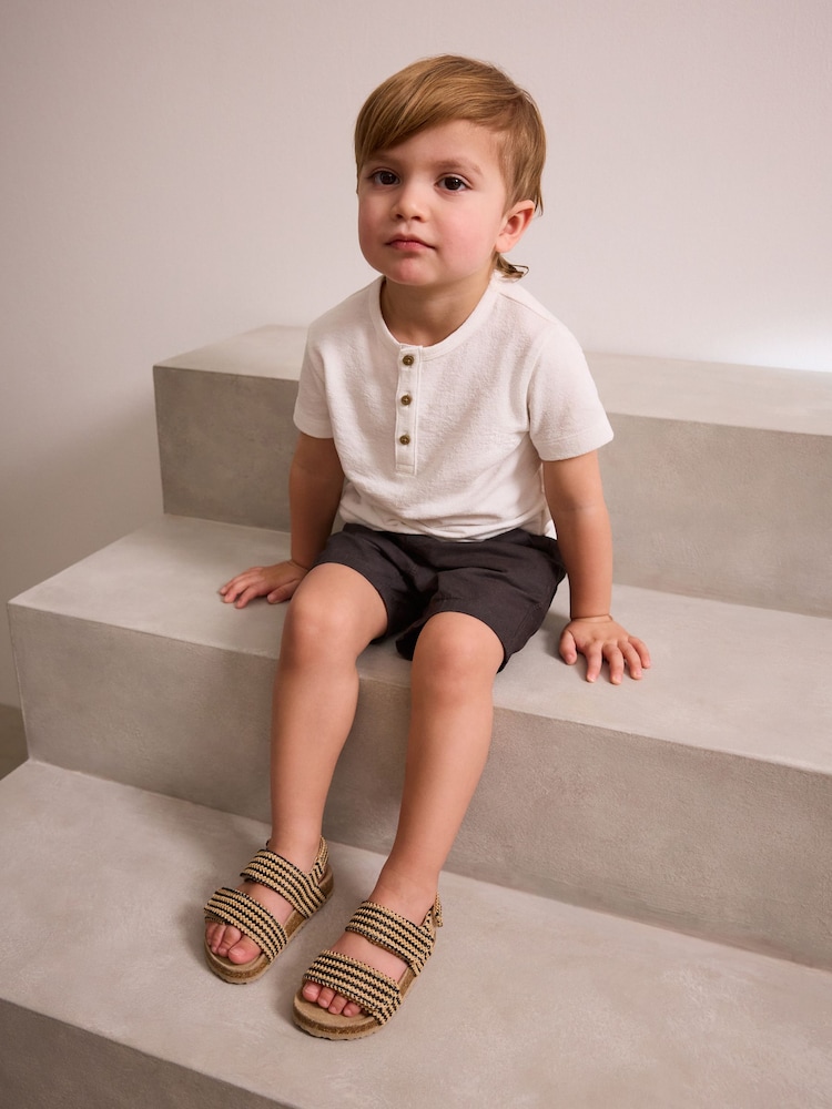 Neutral/Black Stripe Standard Fit (F) Corkbed Two Strap Sandals - Image 2 of 7