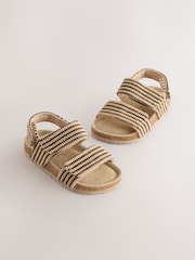Neutral/Black Stripe Standard Fit (F) Corkbed Two Strap Sandals - Image 3 of 7