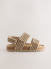Neutral/Black Stripe Standard Fit (F) Corkbed Two Strap Sandals - Image 4 of 7