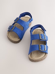 Blue Standard Fit (F) Double Buckle Cushioned Footbed Sandals - Image 1 of 5