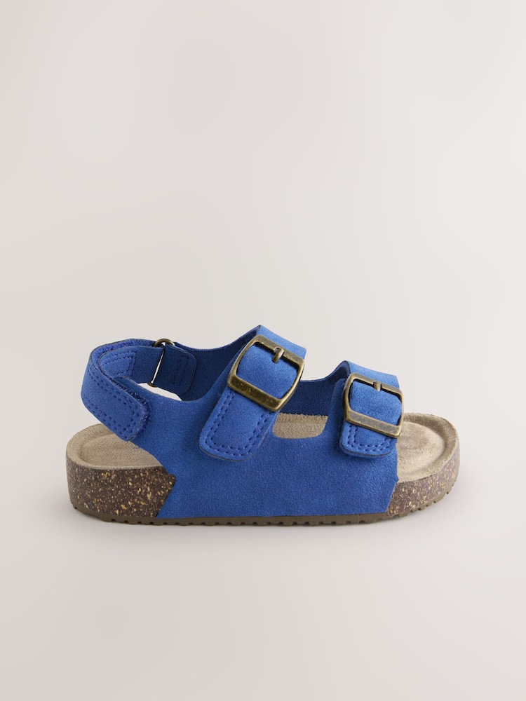 Blue Standard Fit (F) Double Buckle Cushioned Footbed Sandals - Image 2 of 5