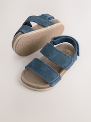 Navy Standard Fit (F) Corkbed Two Strap Sandals - Image 3 of 6