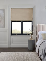Natural Oatmeal Ready Made Blackout Matte Velvet Roman Blinds - Image 1 of 8