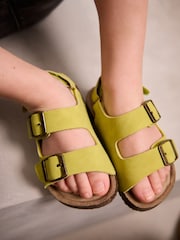 Yellow Standard Fit (F) Double Buckle Cushioned Footbed Sandals - Image 1 of 8