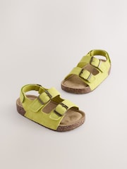 Yellow Standard Fit (F) Double Buckle Cushioned Footbed Sandals - Image 3 of 8