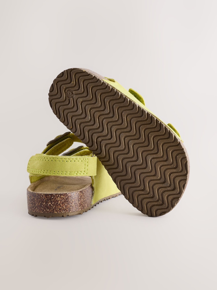 Yellow Standard Fit (F) Double Buckle Cushioned Footbed Sandals - Image 7 of 8
