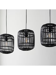 Gallery Home Black 3 Light Linear Pendant Bar Bamboo Imperial Ceiling Light - Image 2 of 3
