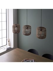 Gallery Home Natural 3 Light Linear Pendant Bar Bamboo Imperial Ceiling Light - Image 1 of 3