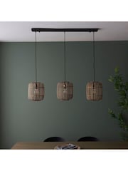 Gallery Home Natural 3 Light Linear Pendant Bar Bamboo Imperial Ceiling Light - Image 2 of 3