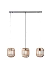 Gallery Home Natural 3 Light Linear Pendant Bar Bamboo Imperial Ceiling Light - Image 3 of 3