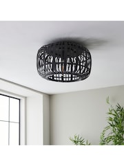 Gallery Home Black Flush Ceiling Fitting Bamboo Imperial Ceiling Light - Image 3 of 3