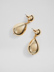 LK Bennett Gold Tone Tilly Double Ball Drop Earrings - Image 2 of 3