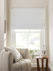 White Ready Made Blackout Cotton Roman Blinds - Image 1 of 8
