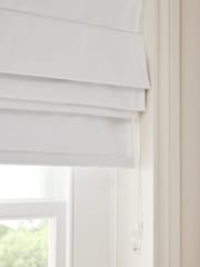 White Ready Made Blackout Cotton Roman Blinds - Image 4 of 8