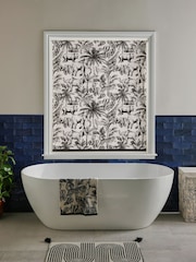 Monochrome Ready Made Blackout Bathroom Roller Blind Safari Print - Image 3 of 7