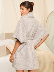 Lipsy Grey Cosy Poncho Dressing Gown Robe - Image 4 of 4