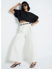 River Island Cream High Waisted Wide Leg Tailored Trousers - Image 3 of 6
