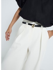 River Island Cream High Waisted Wide Leg Tailored Trousers - Image 4 of 6