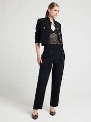 River Island Black High Waisted Straight Leg Tailored Trousers - Image 2 of 4