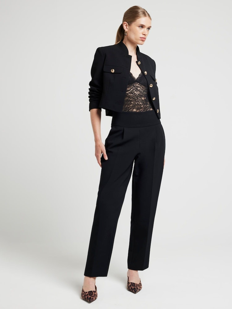 River Island Black High Waisted Straight Leg Tailored Trousers - Image 2 of 4