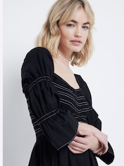 River Island Black Shirred Midi Dress - Image 3 of 4