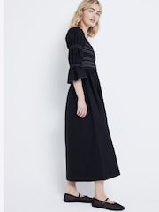 River Island Black Shirred Midi Dress - Image 4 of 4