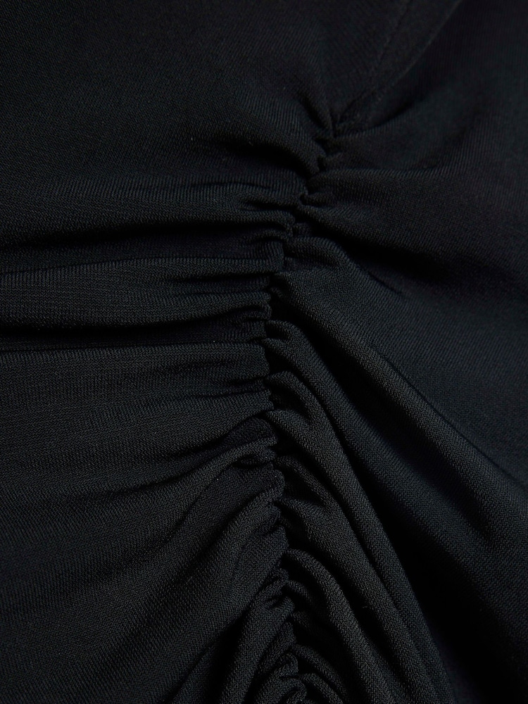 River Island Black Short Sleeve Slinky Shoulder Pad Top - Image 4 of 4 River Island Black Short Sleeve Slinky Shoulder Pad Top - Image 4 of 4