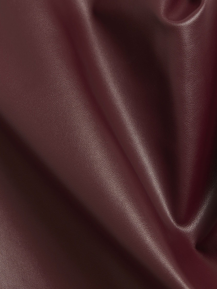 River Island Burgundy Red Faux Leather Burgundy Drape Midi Skirt - Image 3 of 3
