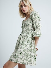River Island Cream Shirred Mini Dress - Image 2 of 2