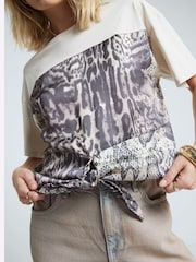 River Island Cream Leopard Print Knot Front 100% Cotton T-Shirt - Image 3 of 6