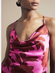 River Island Pink V-Neck Floral Slip Dress - Image 3 of 4