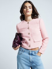 Pink - River Island Boucle Trophy Jacket - Bild 1 von 5