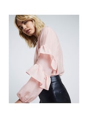 River Island Pink Ruffle Detail Button Shirt - Image 2 of 5