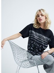 River Island Black Knot Front 100% Cotton T-Shirt - Image 2 of 4