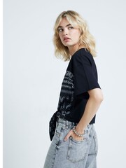 River Island Black Knot Front 100% Cotton T-Shirt - Image 3 of 4