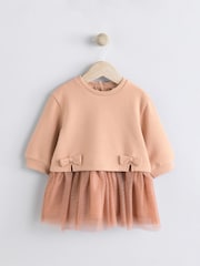 Tan Brown Twofer Mesh Baby Dress (0mths-2yrs) - Image 1 of 8