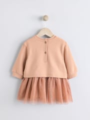 Tan Brown Twofer Mesh Baby Dress (0mths-2yrs) - Image 2 of 8