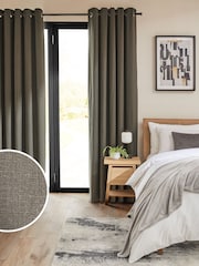 Cortinas con ojales con aspecto de lino - Imagen 1 de 7