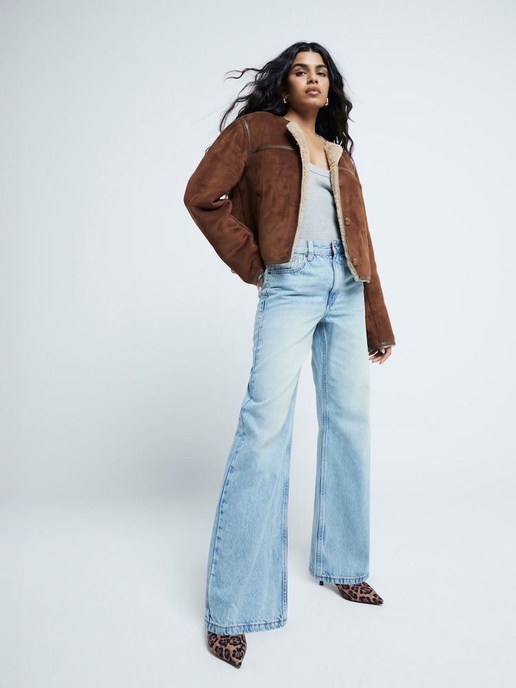 River Island Blue Petite Relaxed Straight Leg Jeans - Image 1 of 4