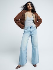 River Island Blue Petite Relaxed Straight Leg Jeans - Image 2 of 4
