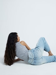 River Island Blue Petite Relaxed Straight Leg Jeans - Image 4 of 4