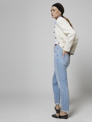 River Island Blue Mom High Rise Bum Sculpt 100% Cotton Jeans - Image 3 of 6