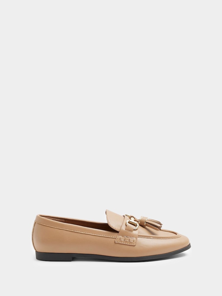 River Island Brown Tassel Snaffle Slim Loafers - Image 1 of 4