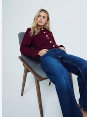 River Island Blue Petite High Waisted Relaxed Straight 100% Cotton Jeans - Image 4 of 6