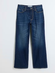River Island Blue Petite High Waisted Relaxed Straight 100% Cotton Jeans - Image 5 of 6