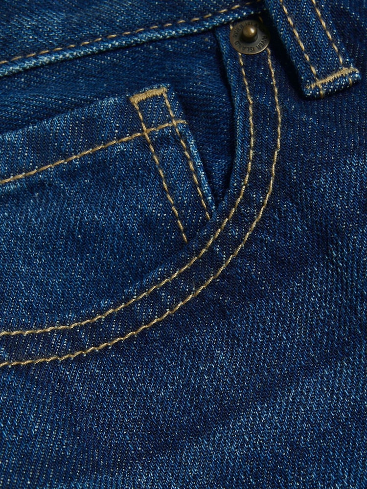 River Island Blue Petite High Waisted Relaxed Straight 100% Cotton Jeans - Image 6 of 6