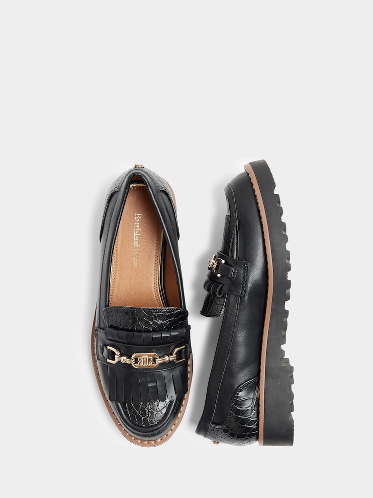 River Island Black Fringed Snaffle Loafers - Image 4 of 4