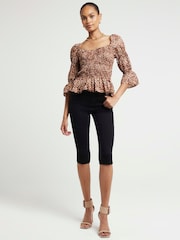 River Island Leopard Print Shirred Top - Image 1 of 4