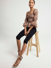 River Island Leopard Print Shirred Top - Image 2 of 4