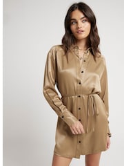 River Island Green Khaki Belted Shirt Dress - Image 2 of 4